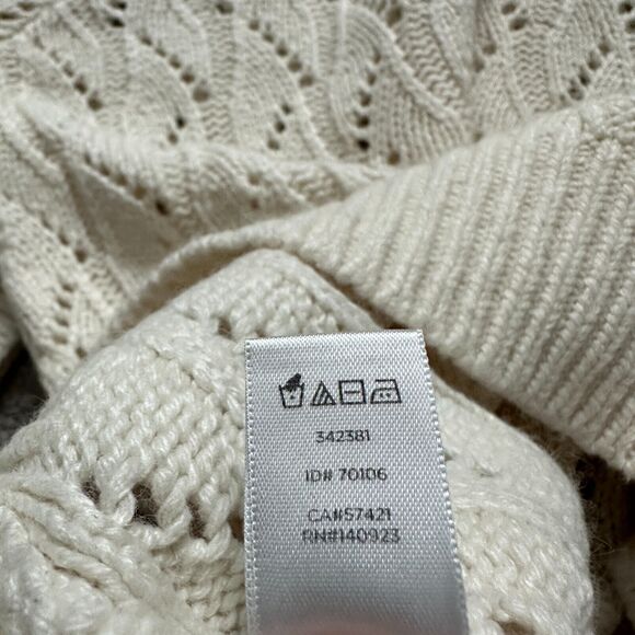 Ann Taylor Loft Sweater Womens XL Beige Crochet Open Knit Soft Cozy Wool Blend - Picture 10 of 10